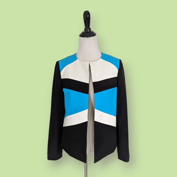 Tahari ASL Women's Petite 6 Colorblocked Flyaway Blazer‎ - Picture 1 of 5